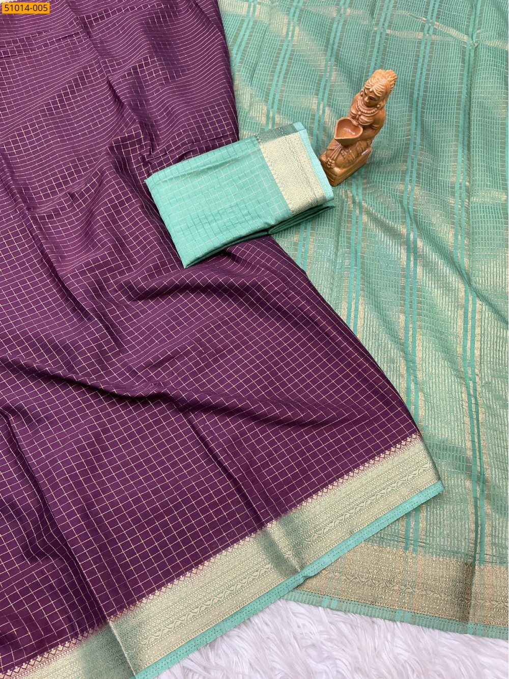 Mysore Crepe Silk Checked Saree
