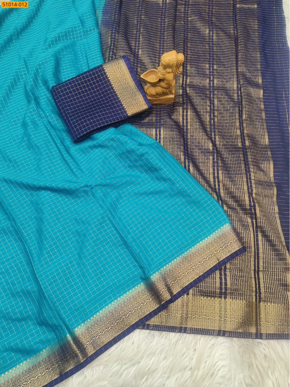 Mysore Crepe Silk Checked Saree