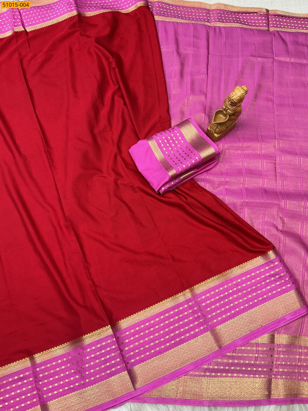 Red Mysore Crepe Silk Sarees