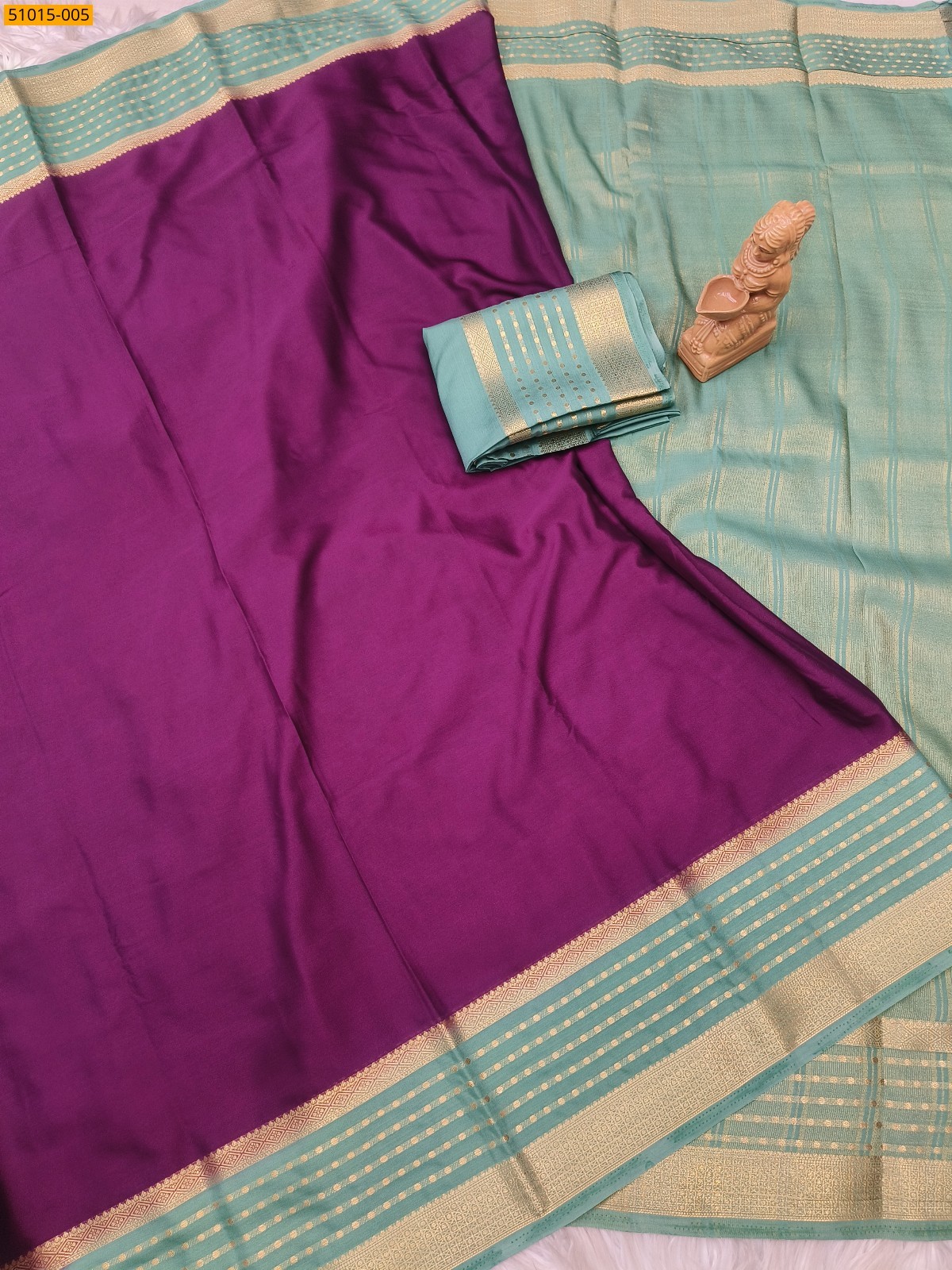 Wine Mysore Crepe Silk Sarees