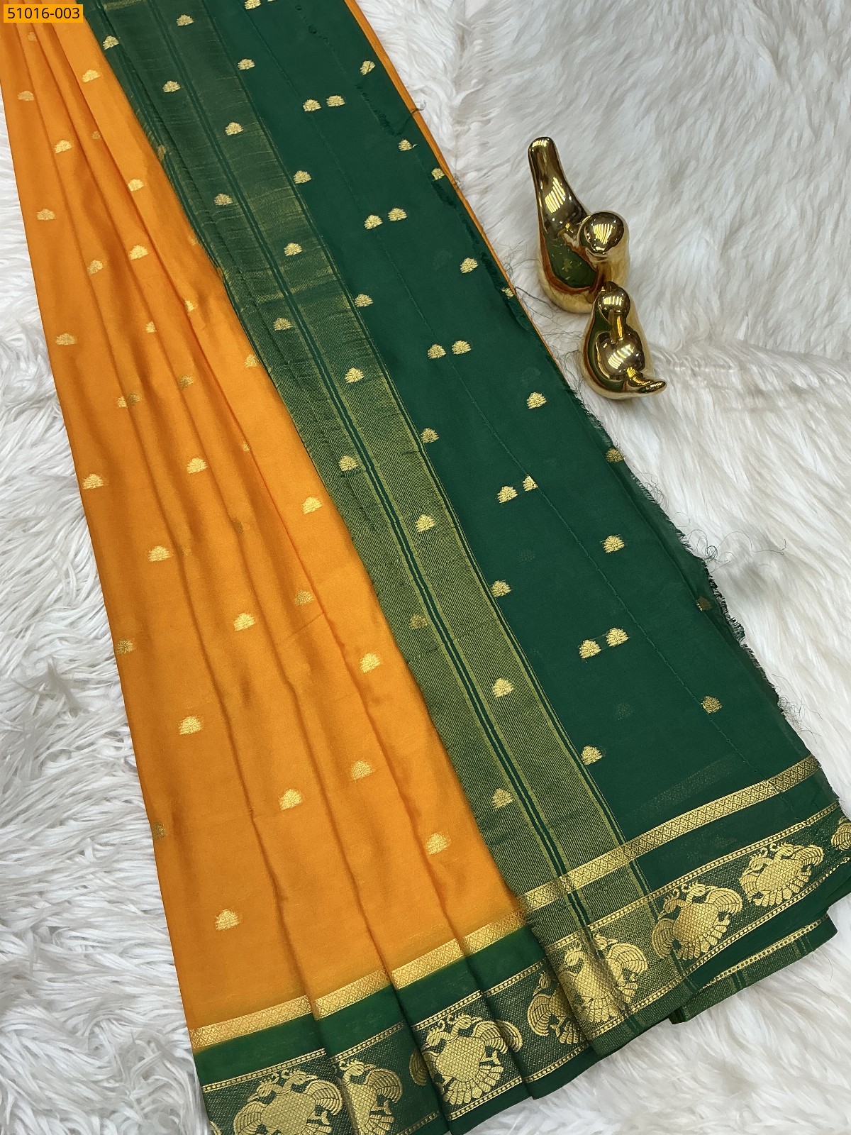 Yellow Mysore Crepe Silk Butta Saree