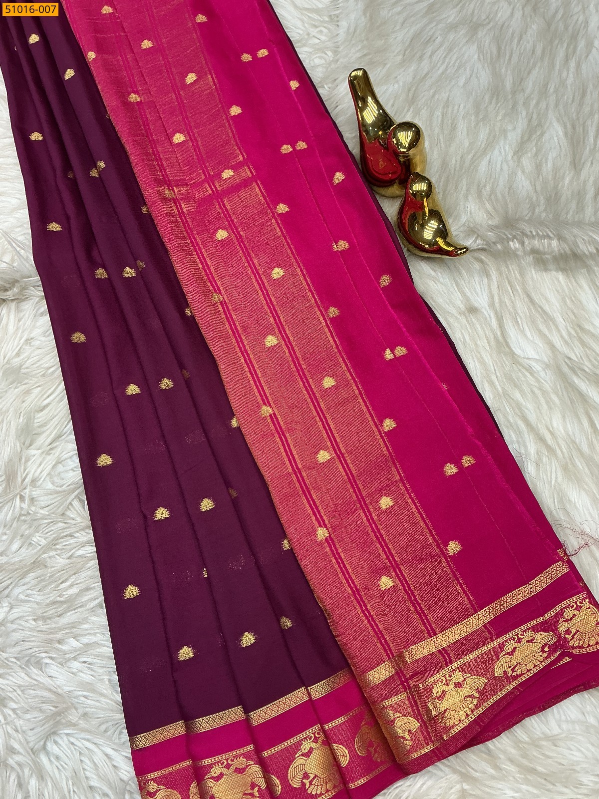 Wine Mysore Crepe Silk Butta Saree