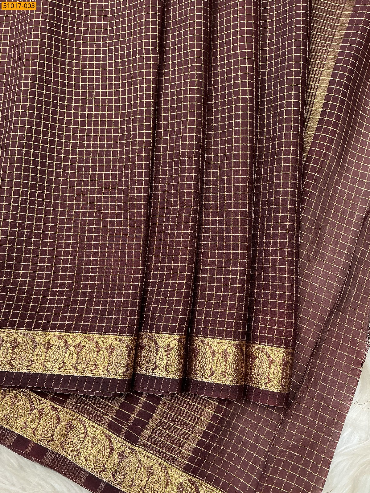 Brown Fancy Mysore Crepe Silk Saree