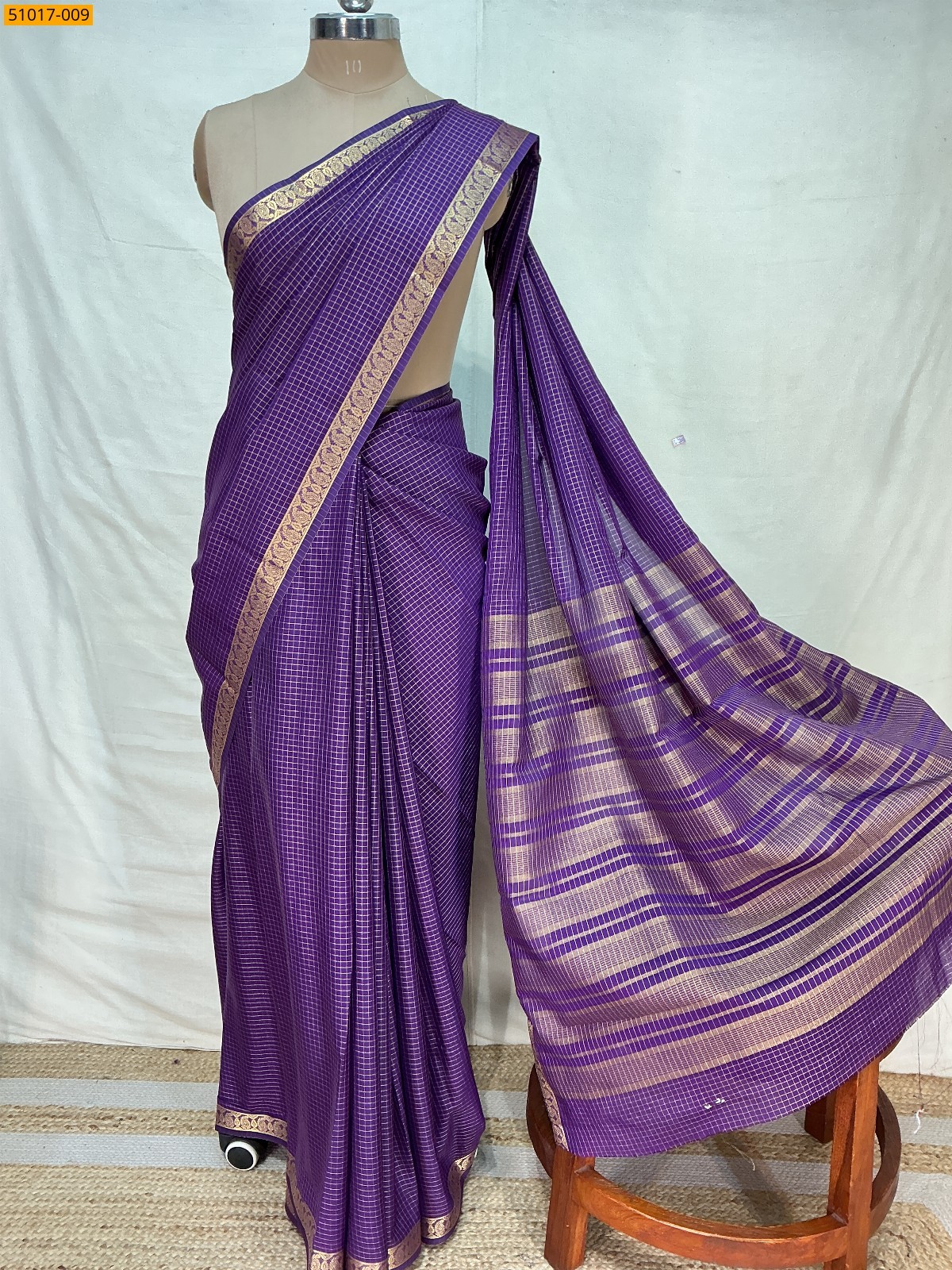 Purple Fancy Mysore Crepe Silk Saree