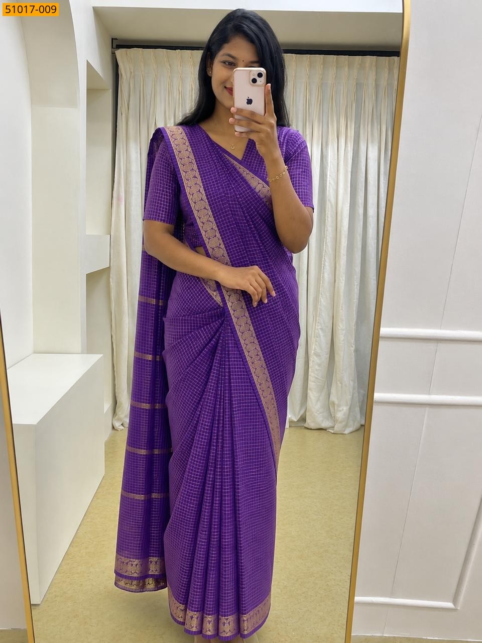 Purple Fancy Mysore Crepe Silk Saree