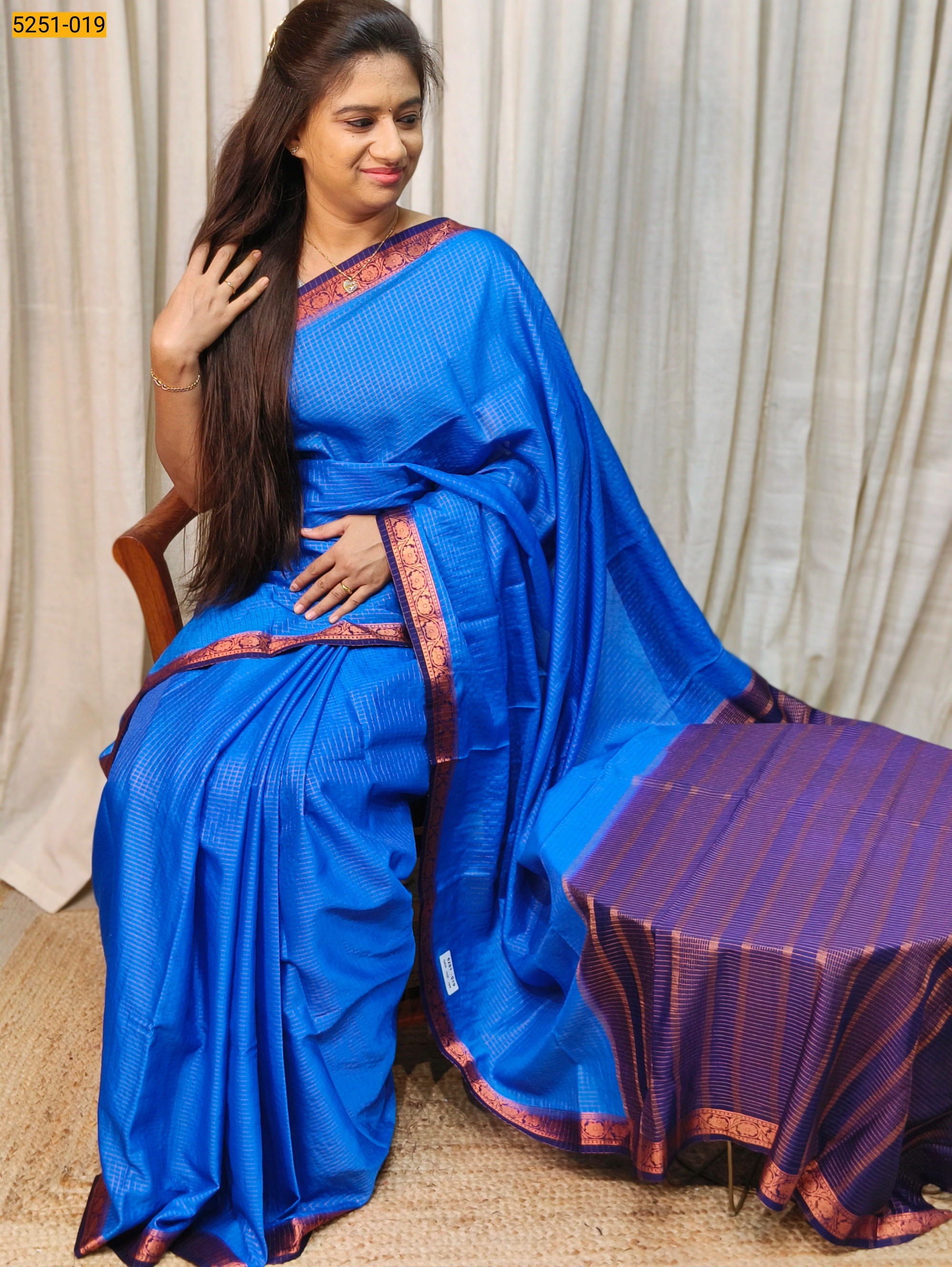 Blue Fancy Mysore Crepe Silk Saree