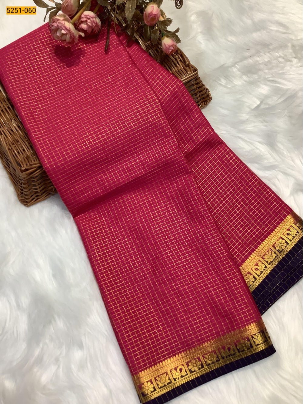 Rose Fancy Mysore Crepe Silk Saree