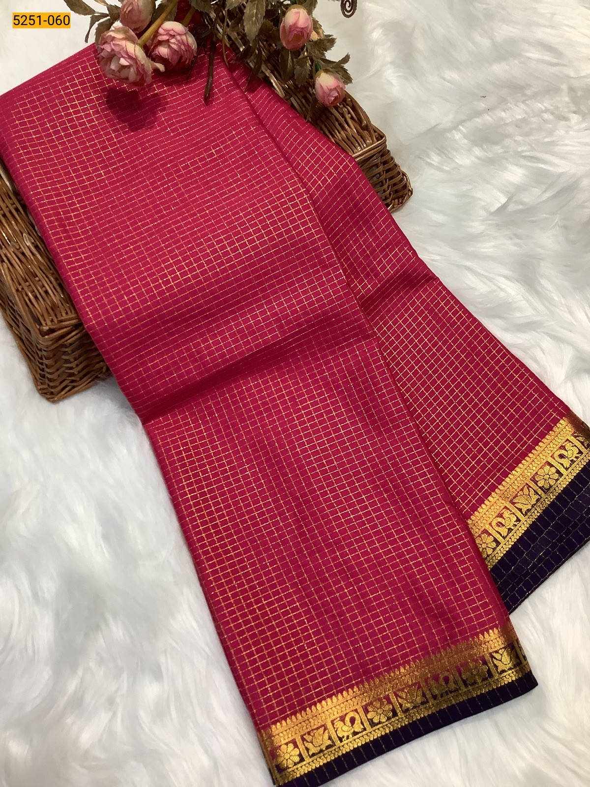 Rose Fancy Mysore Crepe Silk Saree