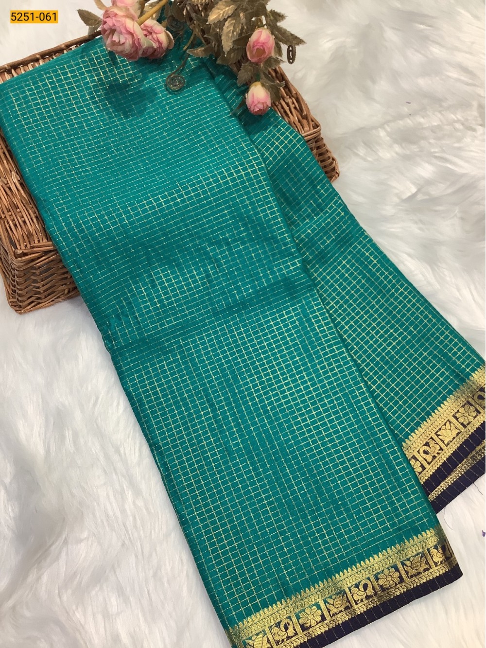 Green Fancy Mysore Crepe Silk Saree