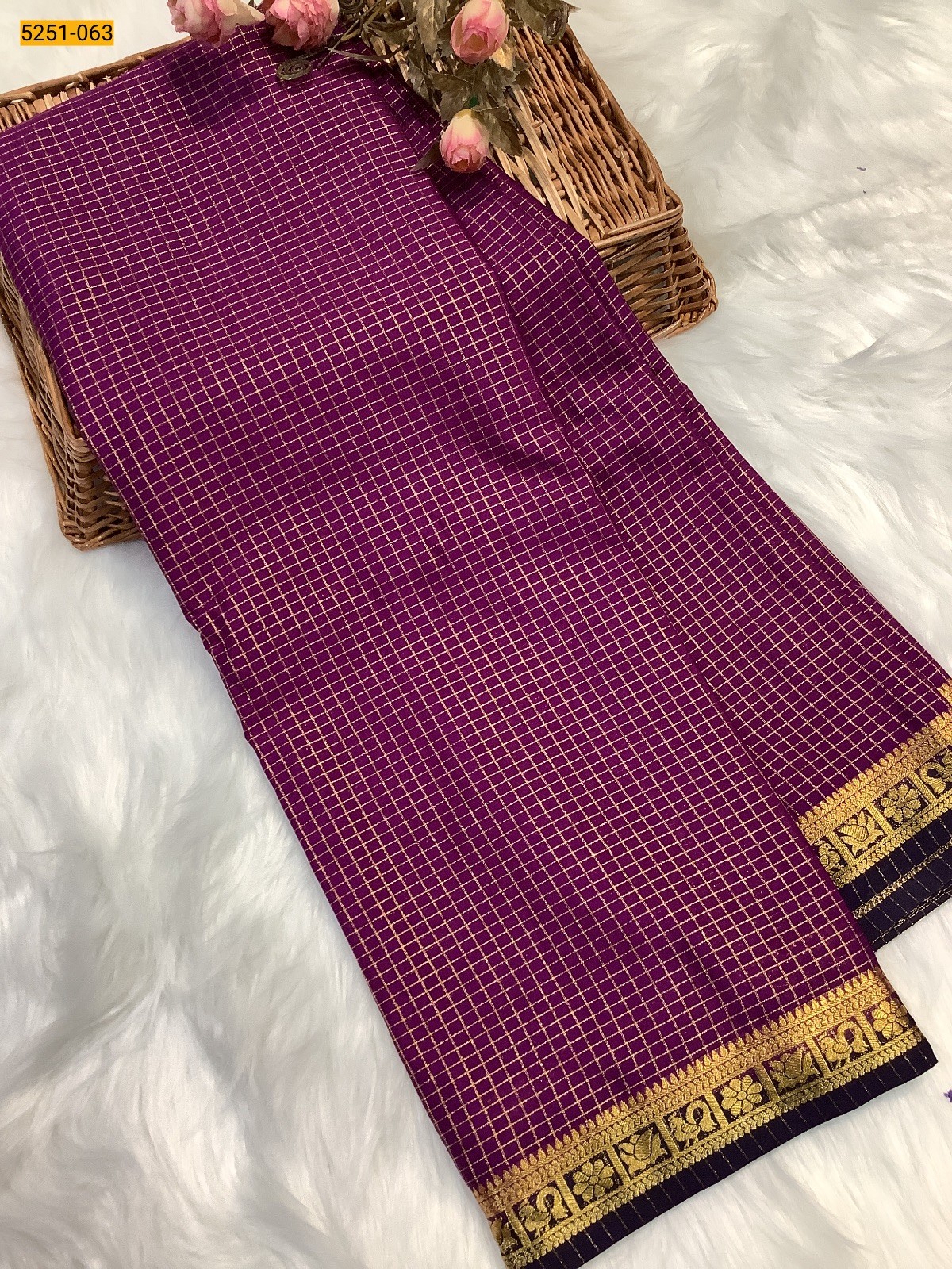 Purple Fancy Mysore Crepe Silk Saree