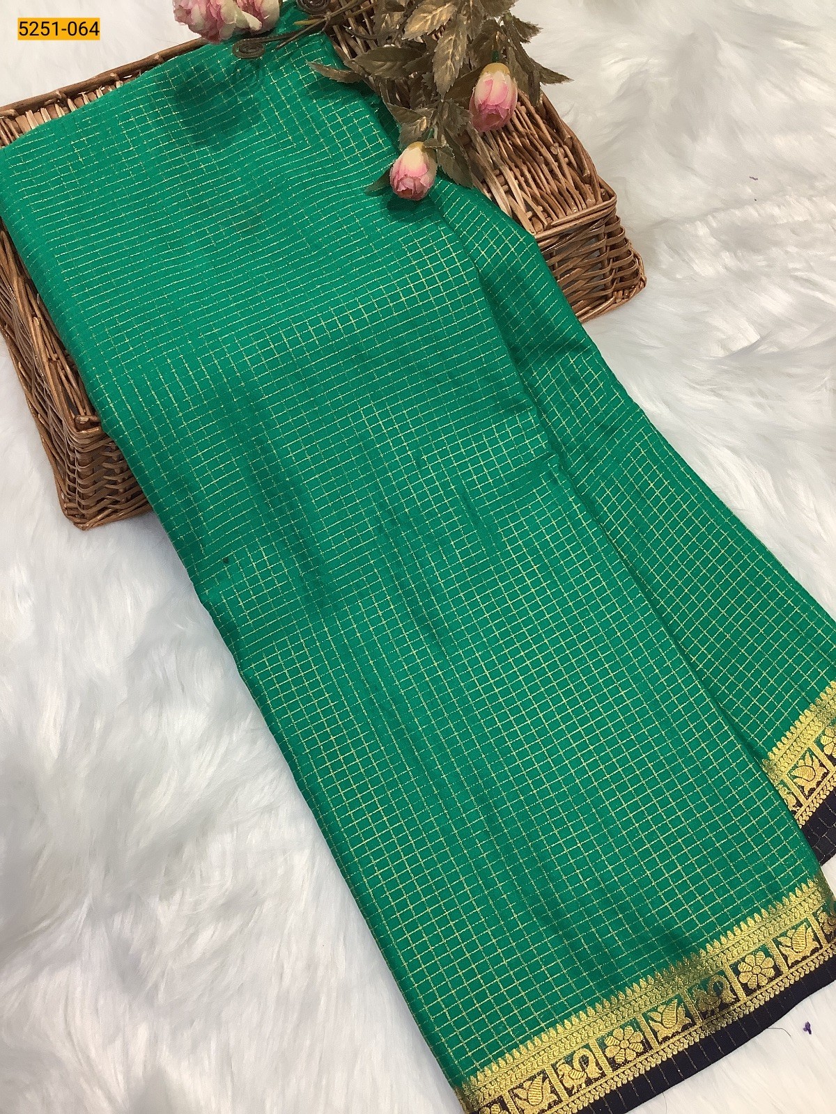 Green Fancy Mysore Crepe Silk Saree