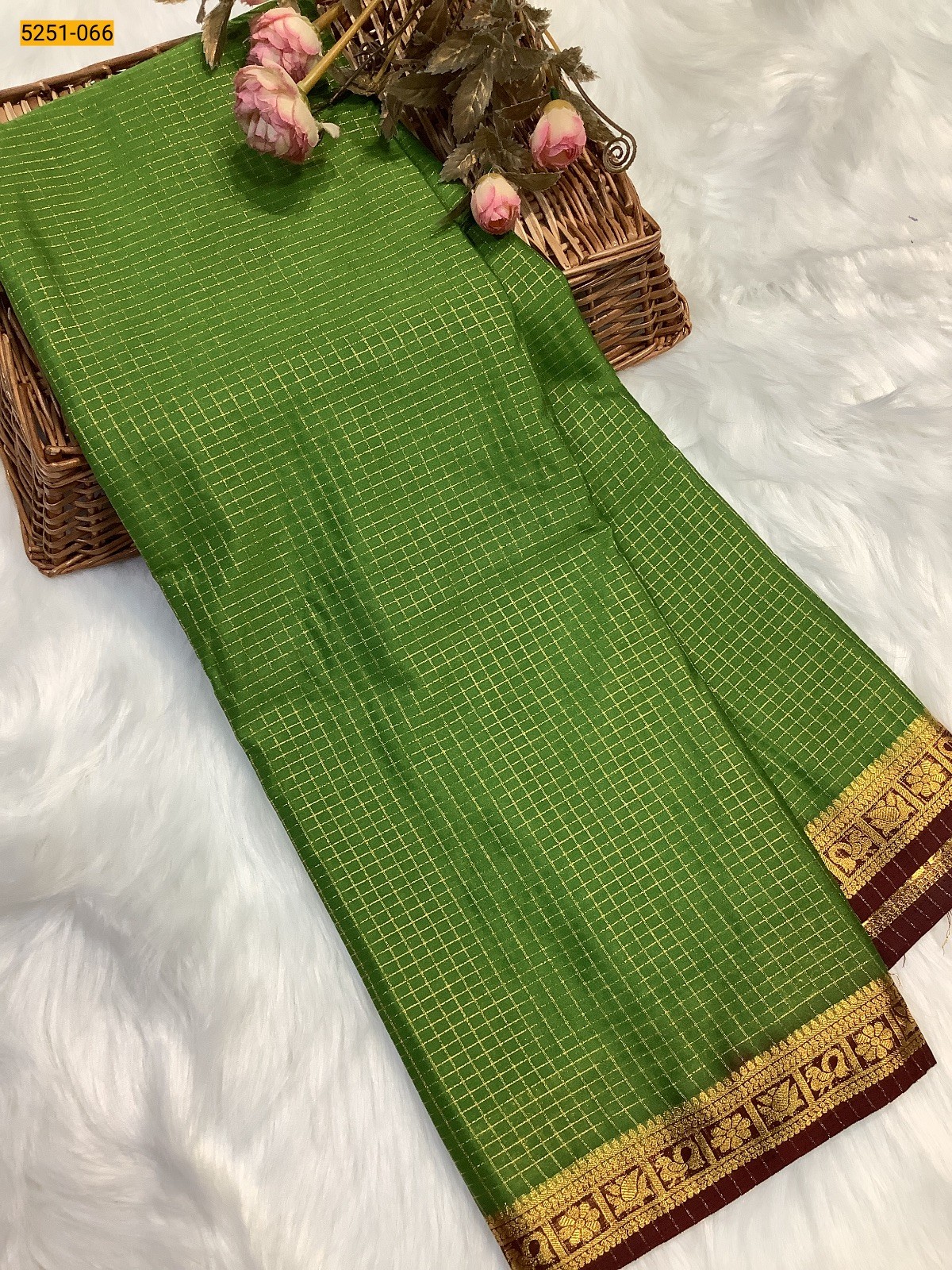 Green Fancy Mysore Crepe Silk Saree