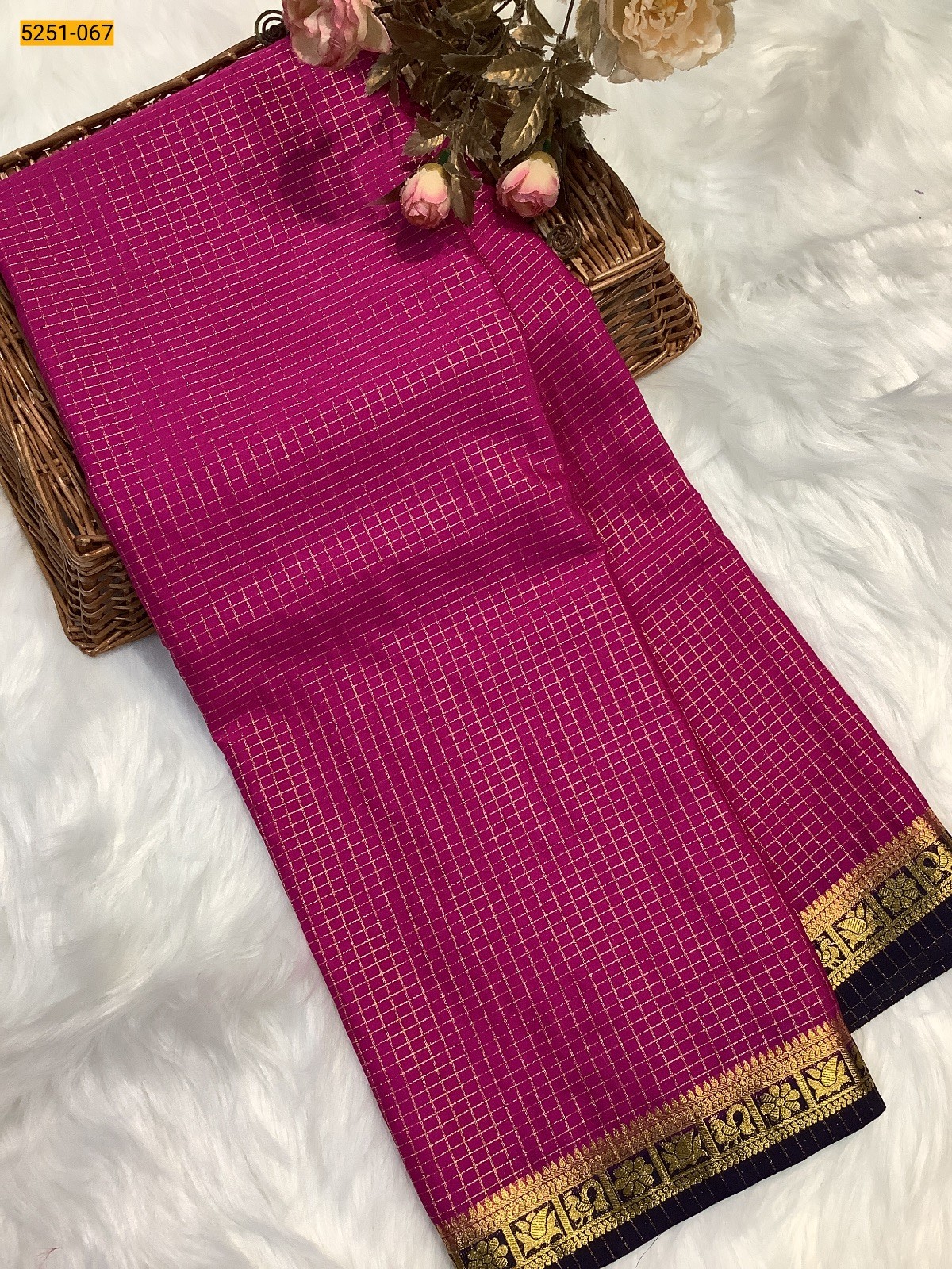 Pink Fancy Mysore Crepe Silk Saree