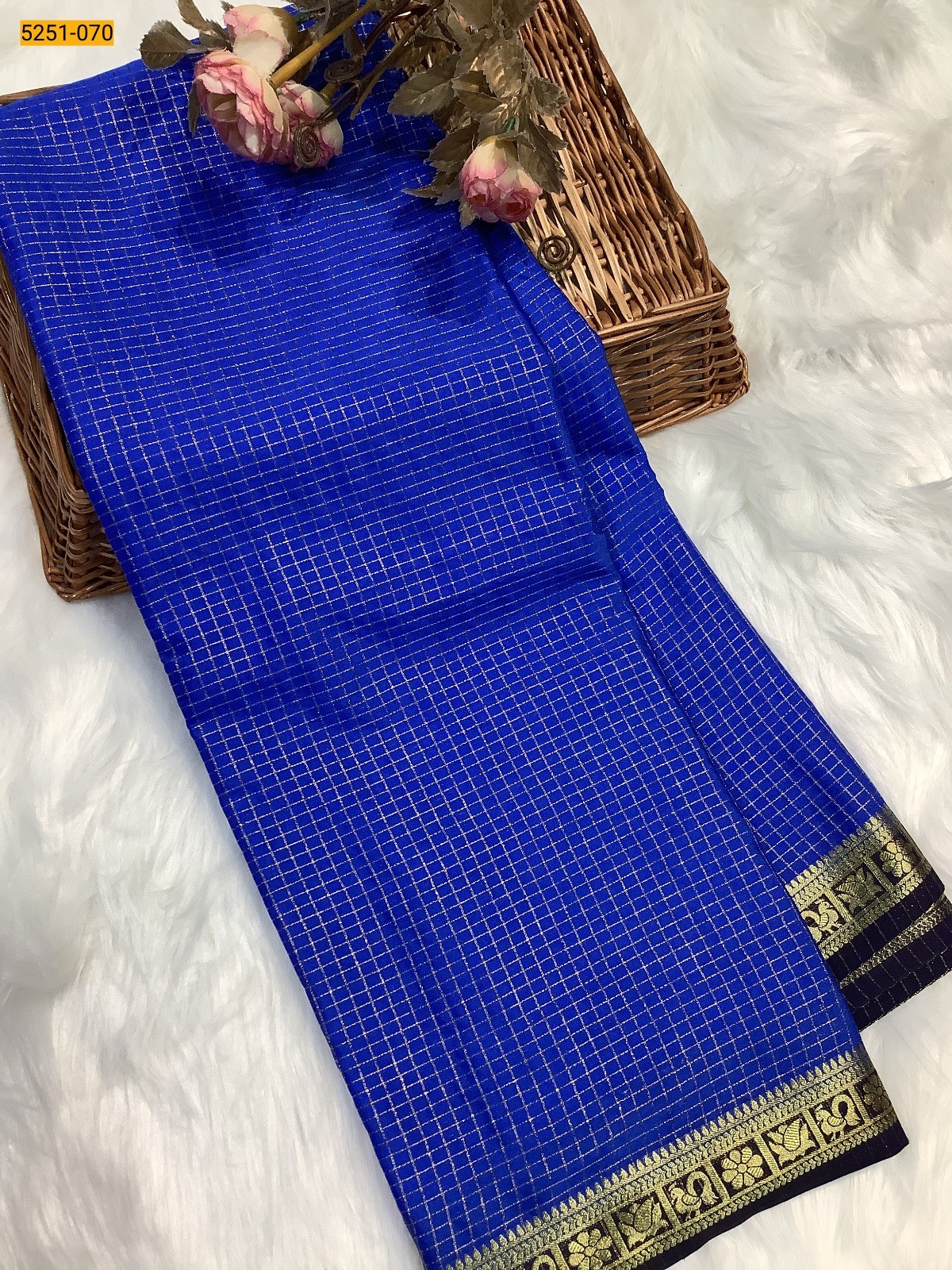 Royal Blue Fancy Mysore Crepe Silk Saree