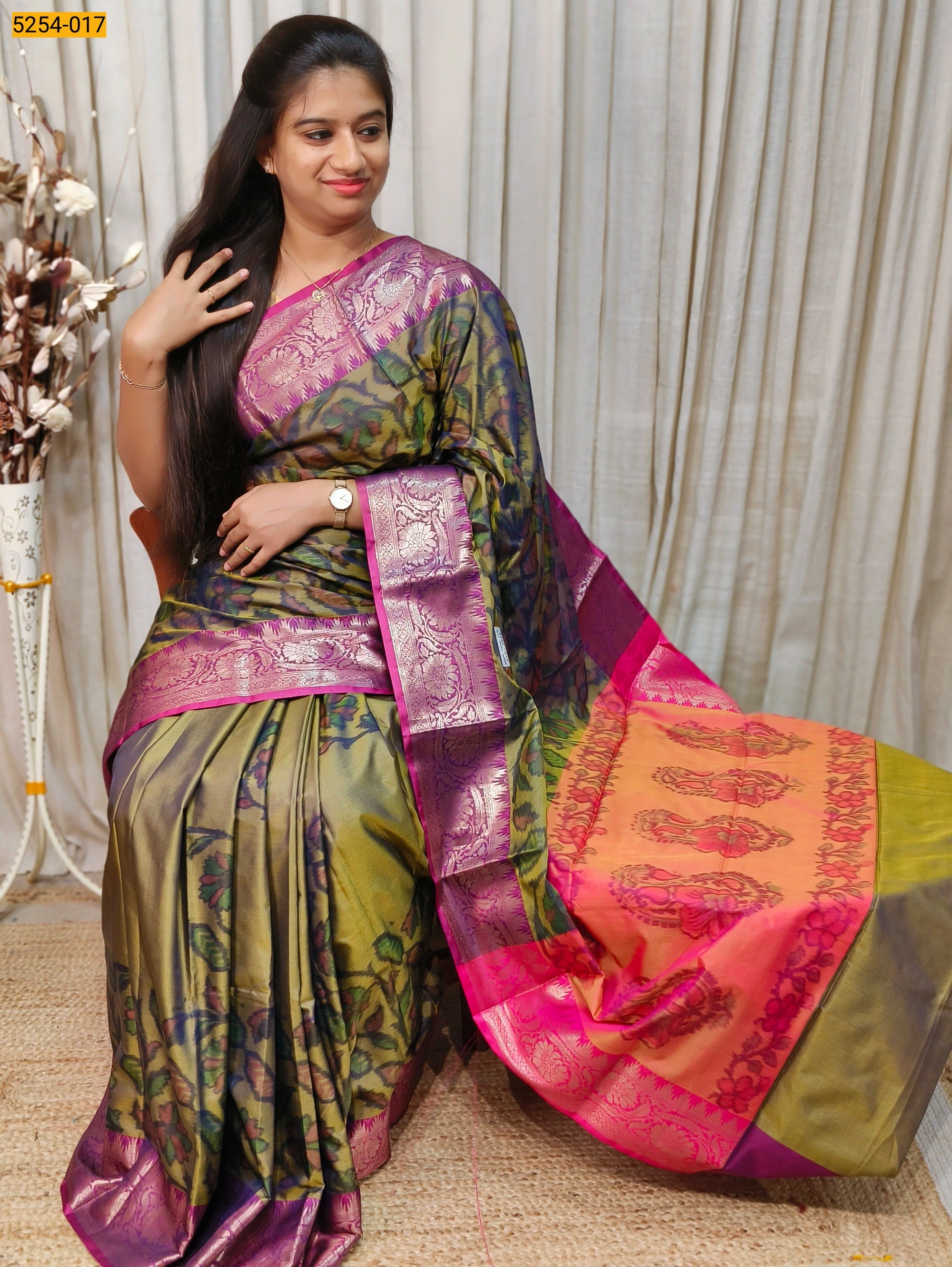 Green Pochampally Ikkat Print Soft Silk Saree