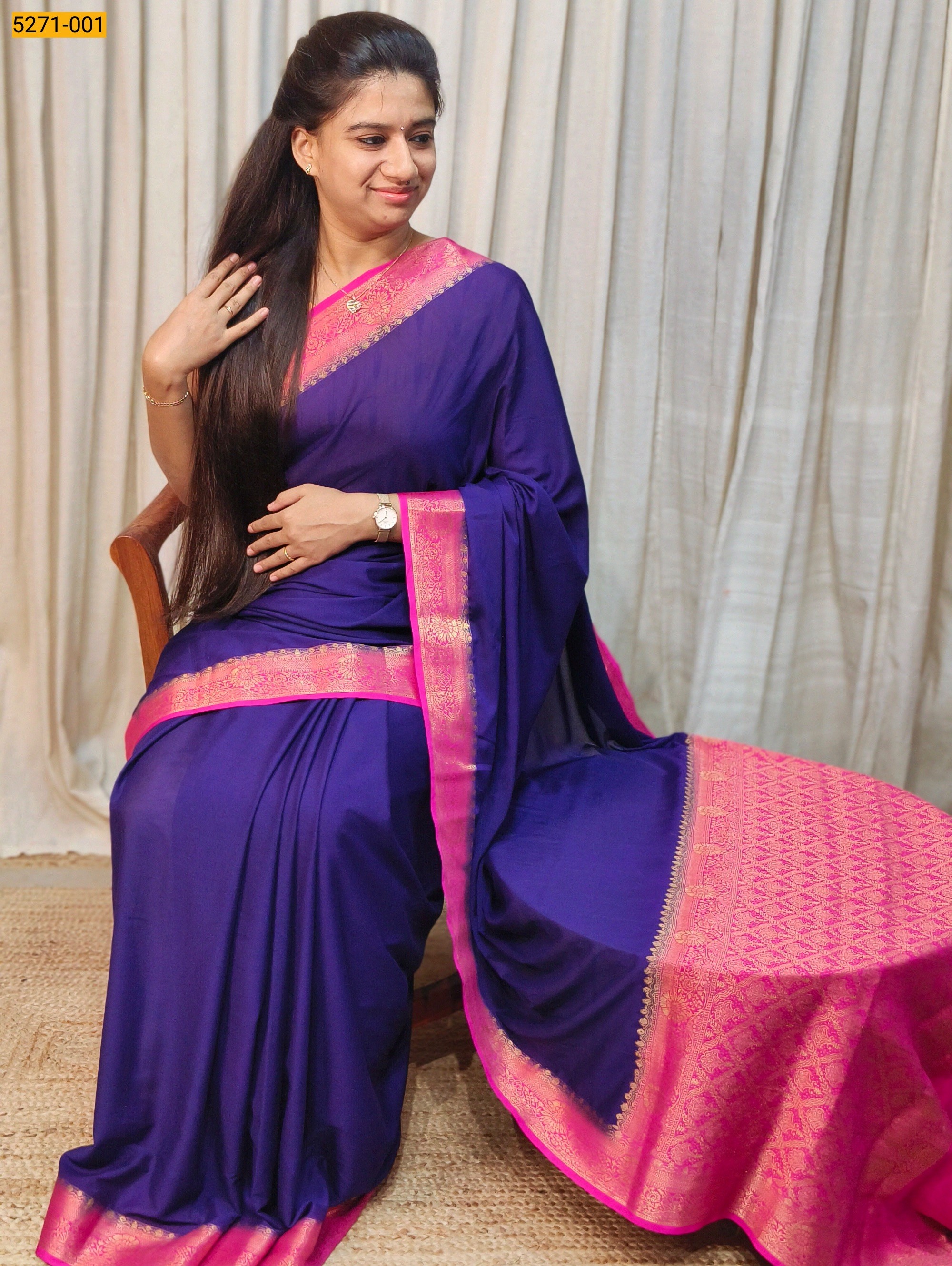 Navy Blue Mysore Silk Saree