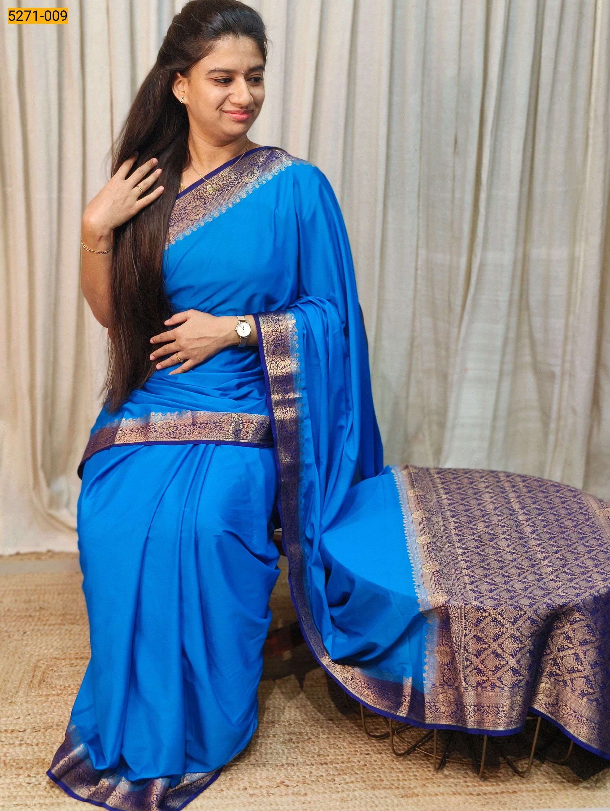 Blue Mysore Silk Saree