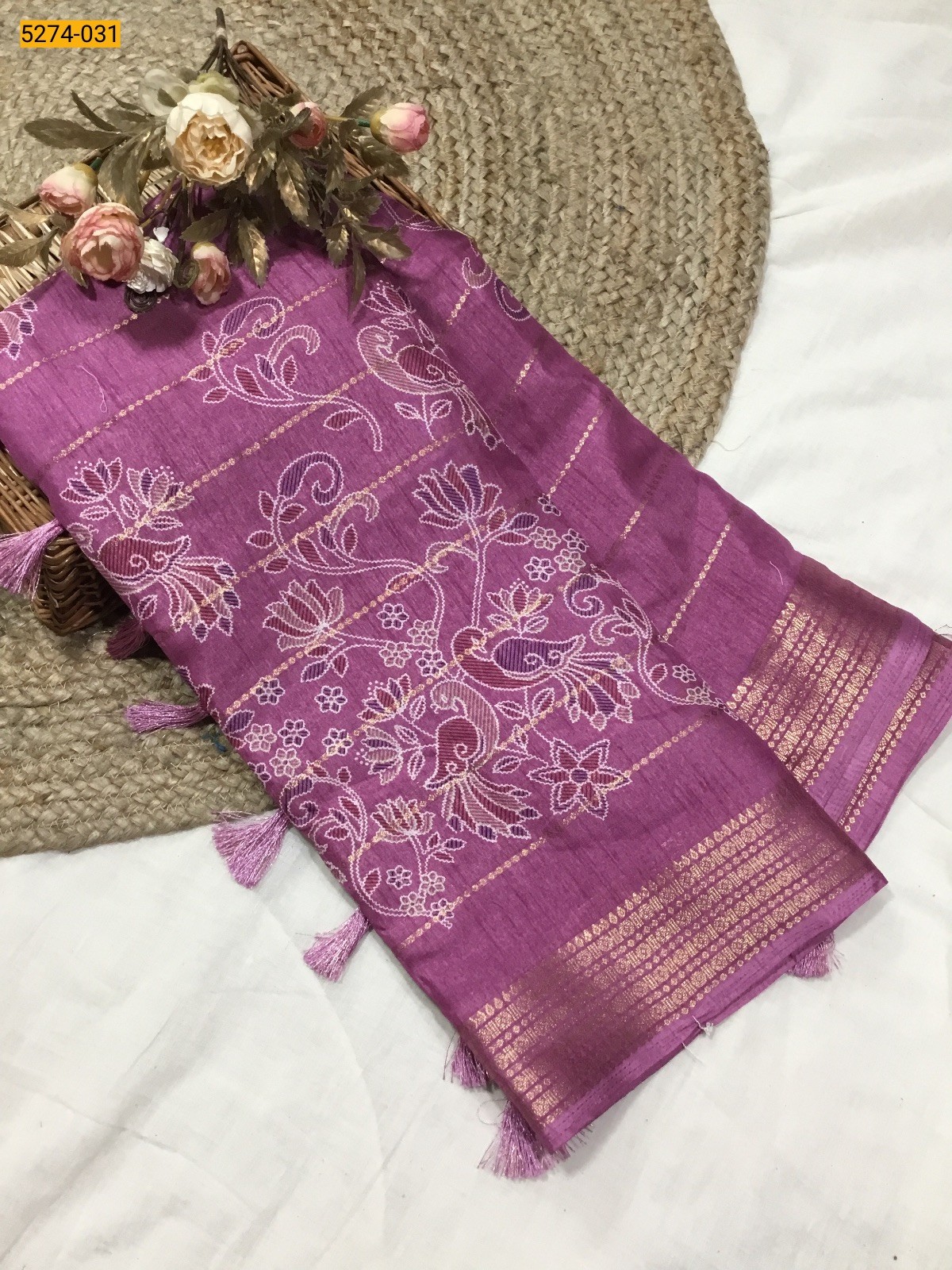 Pink Bandhini Printed Silk Saree