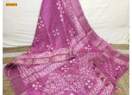 Pink Bandhini Printed Silk Saree