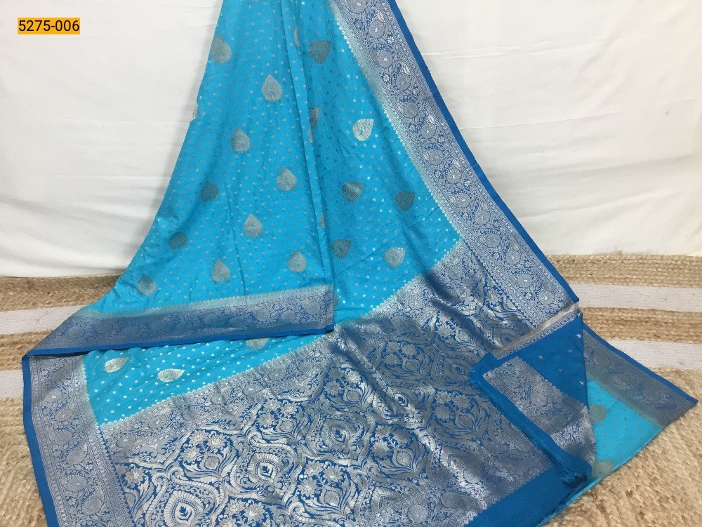 Sky Blue Banarasi Silk Saree