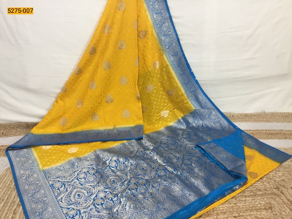 Yellow Banarasi Silk Saree