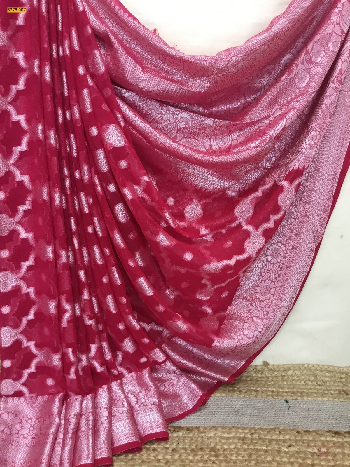 Pink Georgette Silk Saree