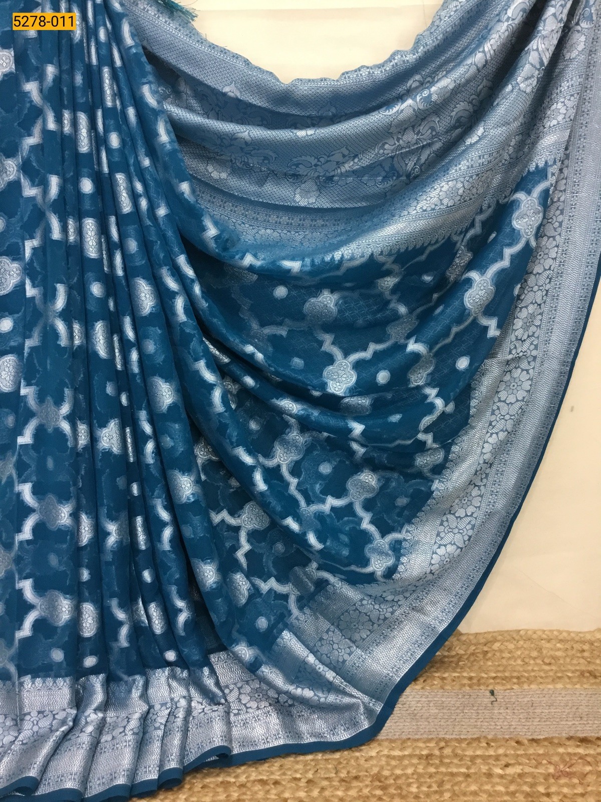 Sky Blue Georgette Silk Saree