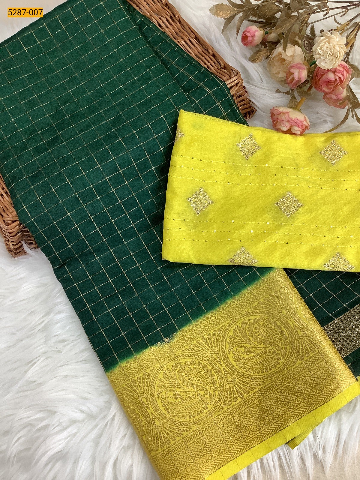 Green Tussar Silk Grand Blouse Combo Saree