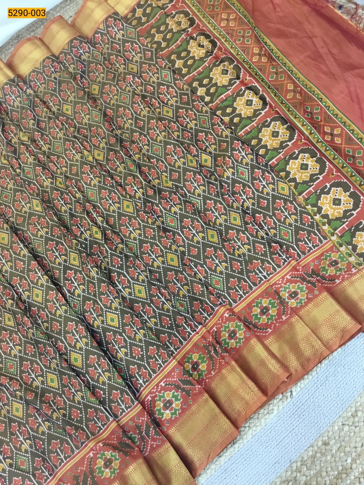 Brown Rajkot Patola Printed Silk Saree