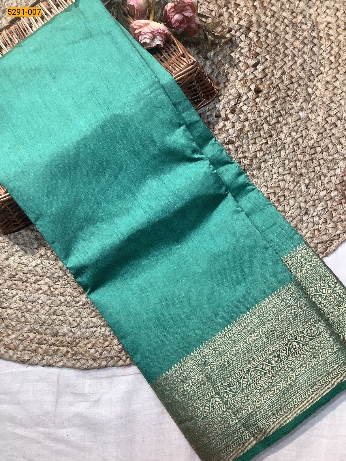 sea Green Premium Semi Tussar Silk Saree