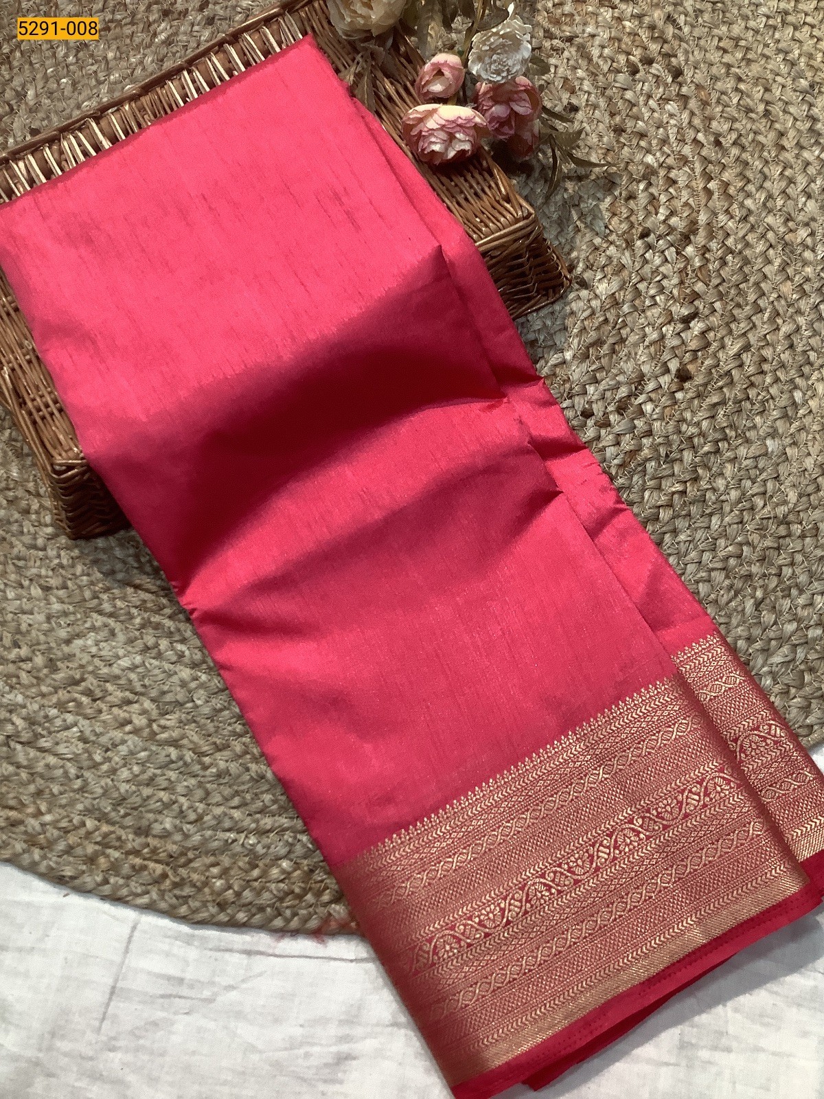 Pink Premium Semi Tussar Silk Saree