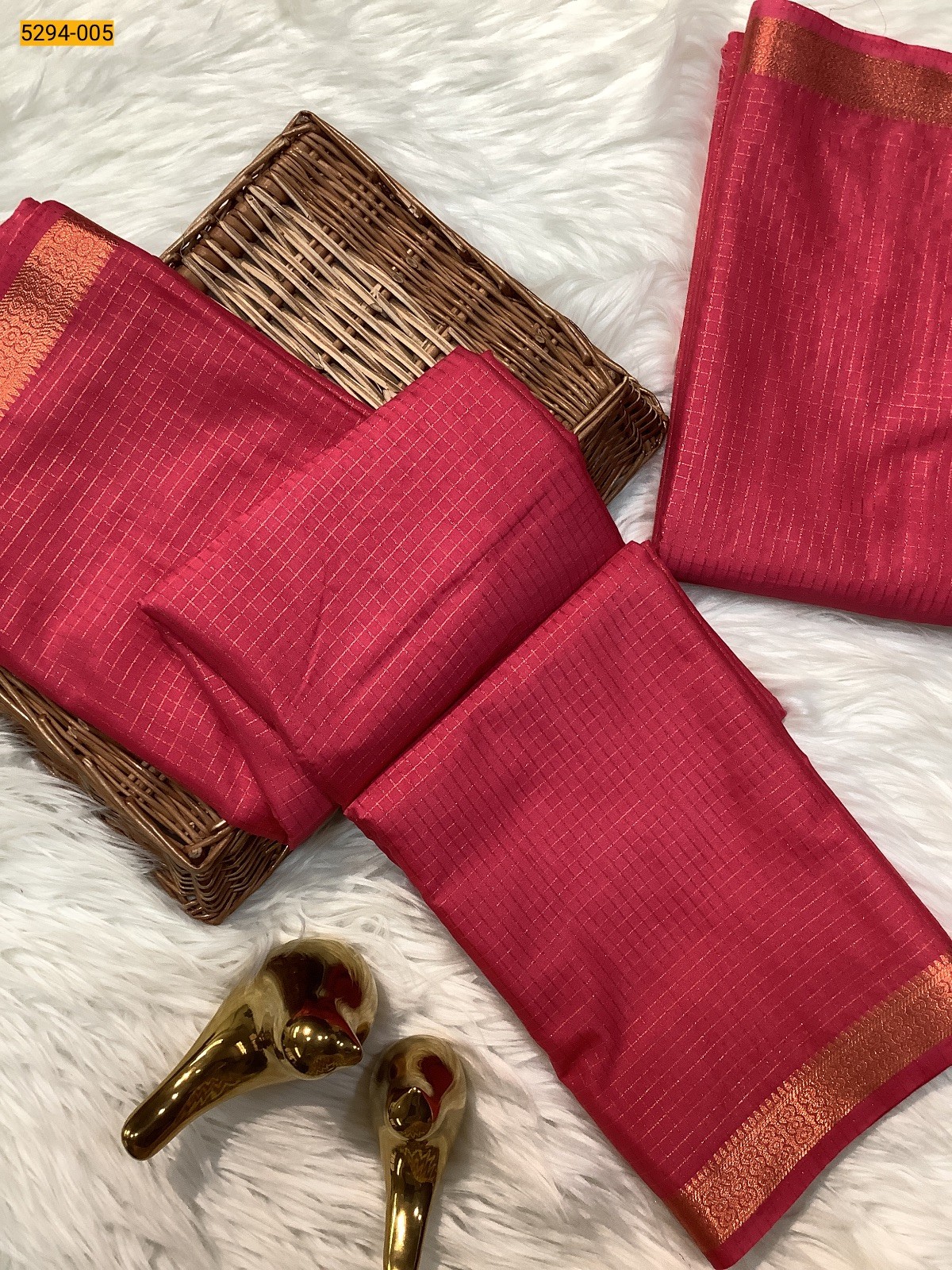 Pink Fancy Mysore Crepe Silk Checked Saree