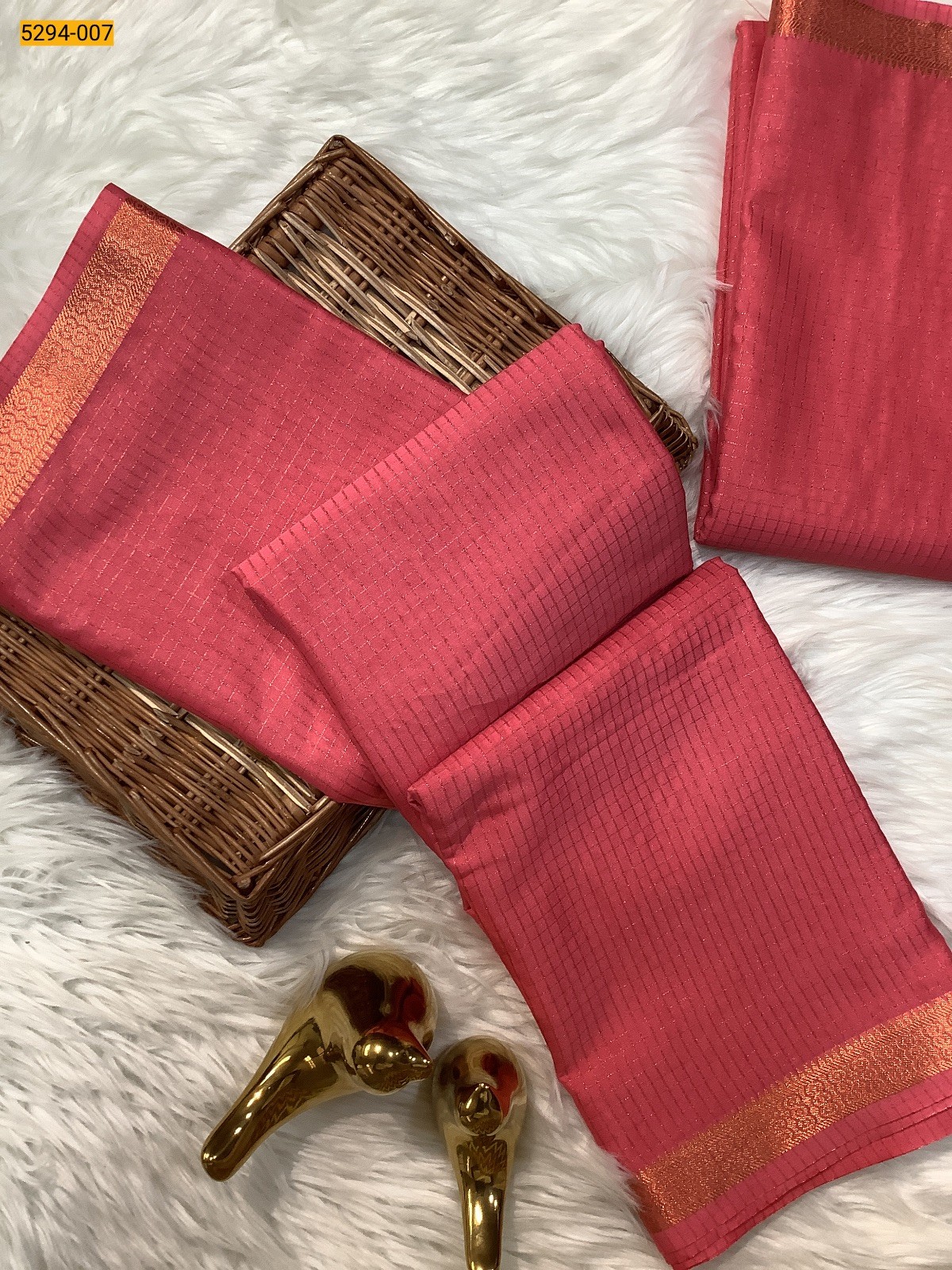 Rose Fancy Mysore Crepe Silk Checked Saree