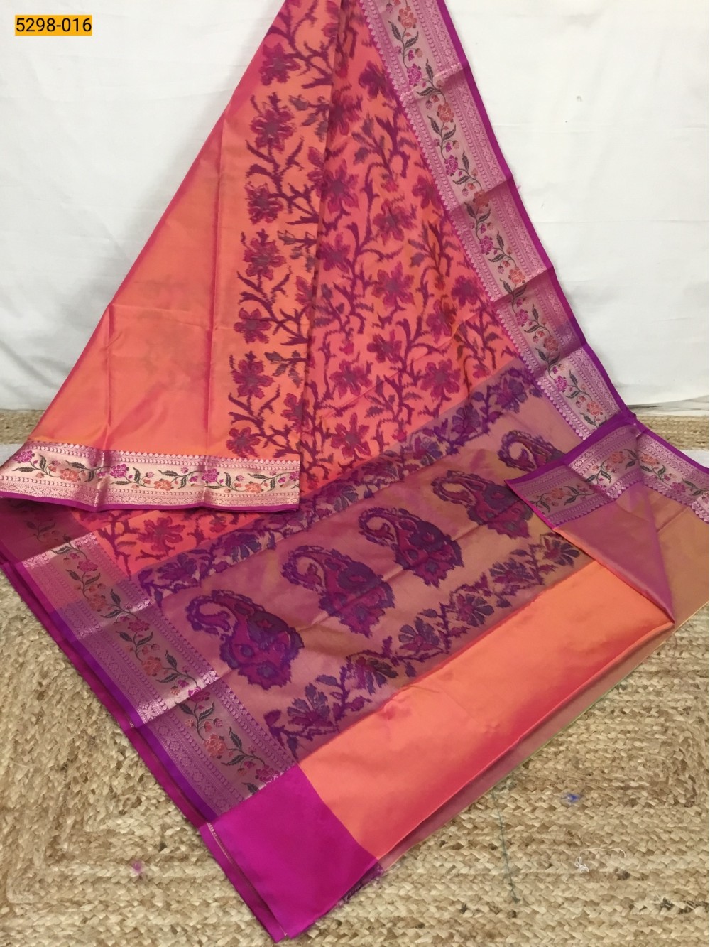 Orange Pochampally Ikkat Print Soft Silk Saree