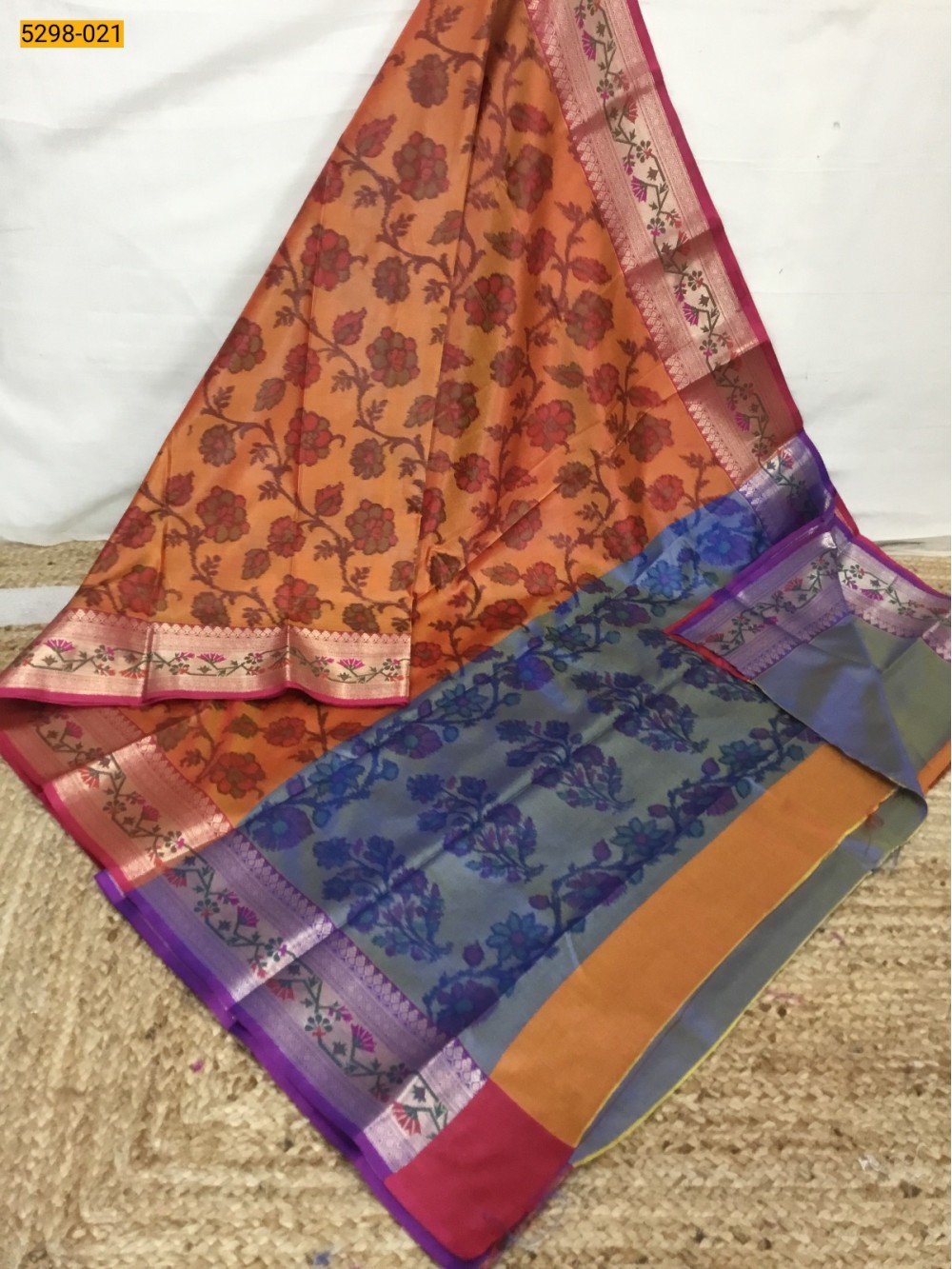 Orange Pochampally Ikkat Print Soft Silk Saree