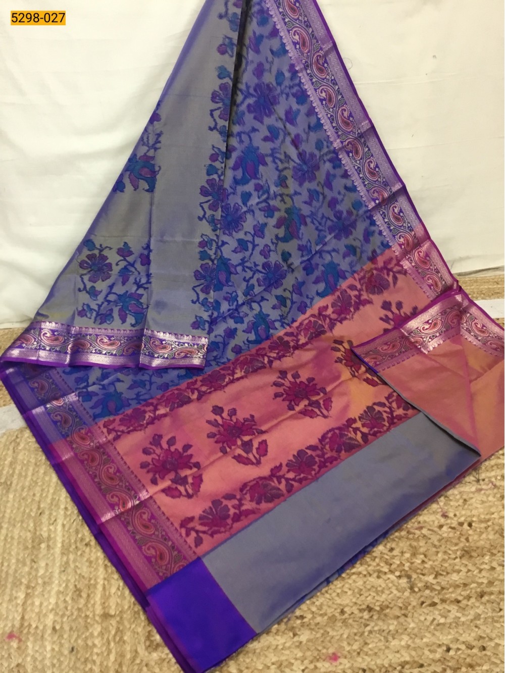 Blue Pochampally Ikkat Print Soft Silk Saree