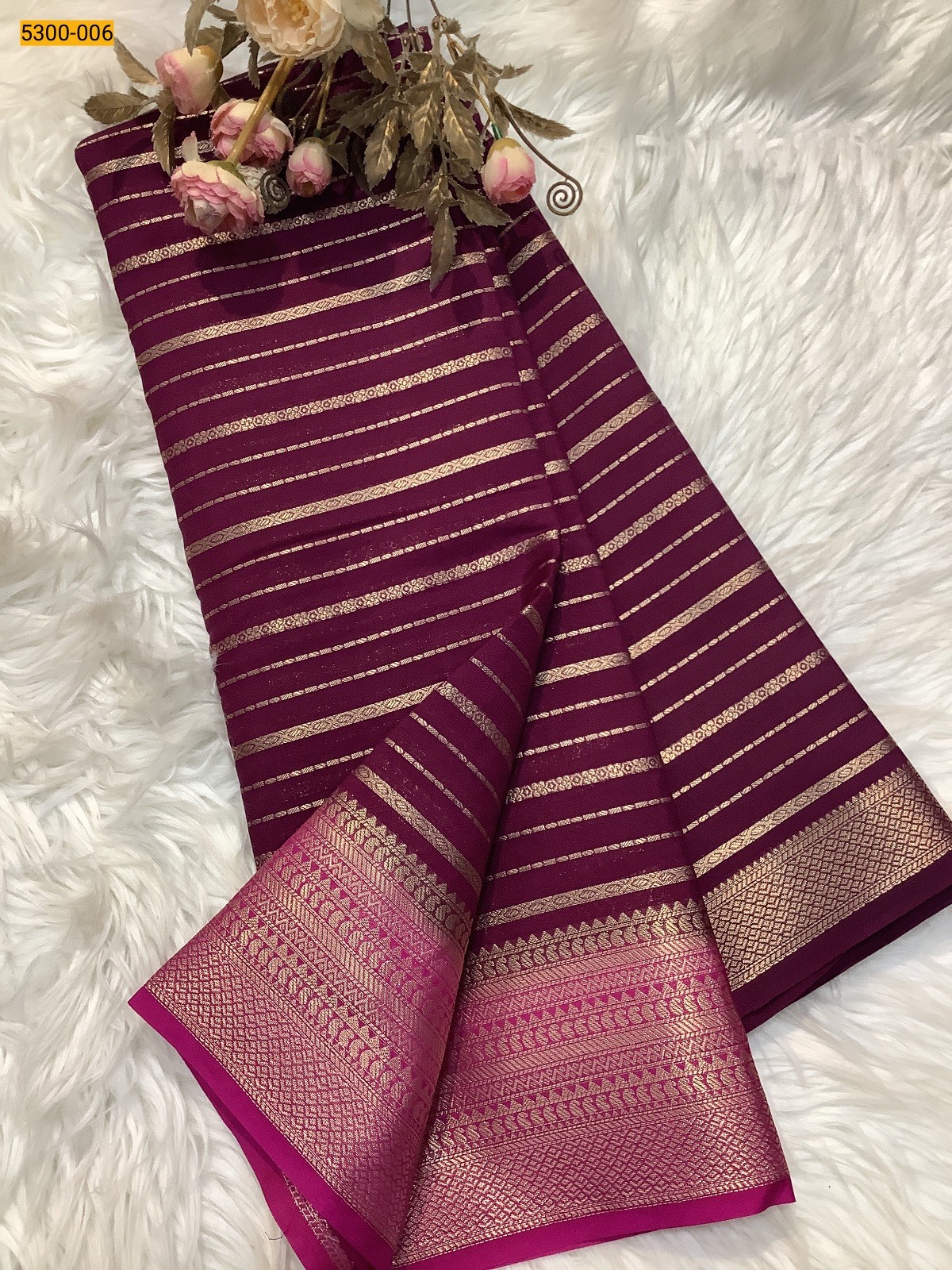 Wine Mysore Silk Saree