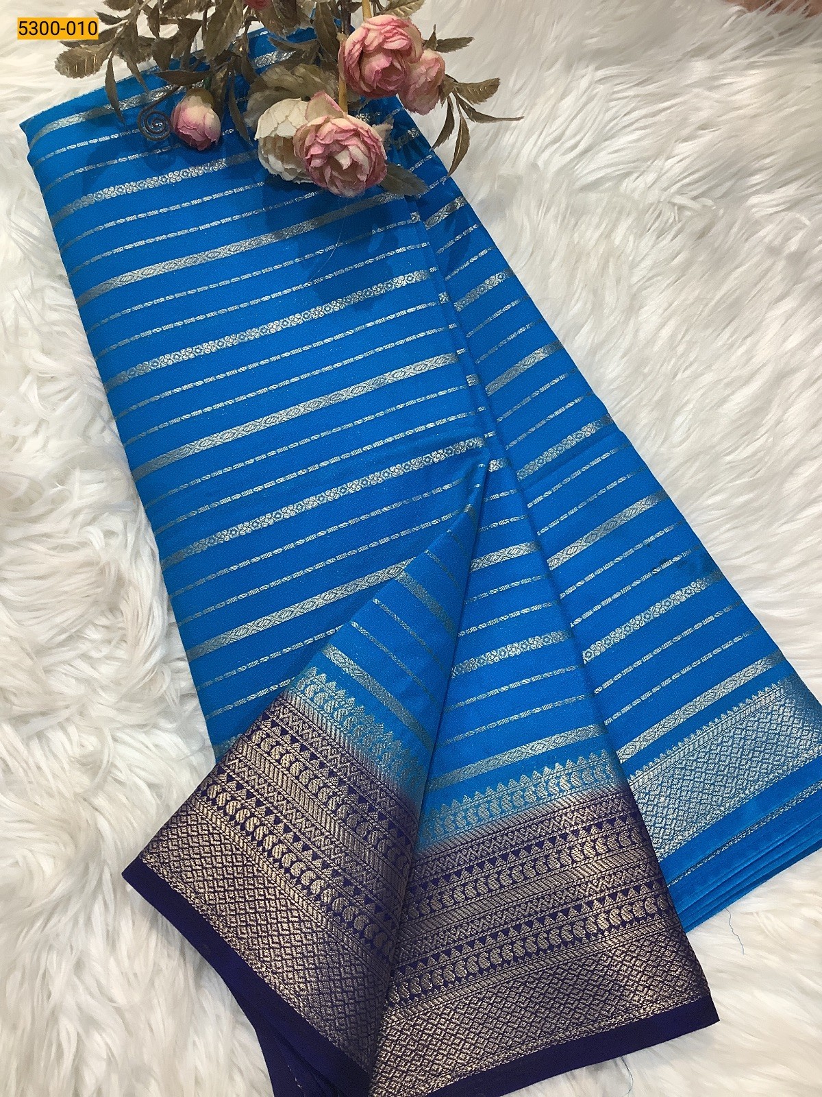 Blue Mysore Silk Saree