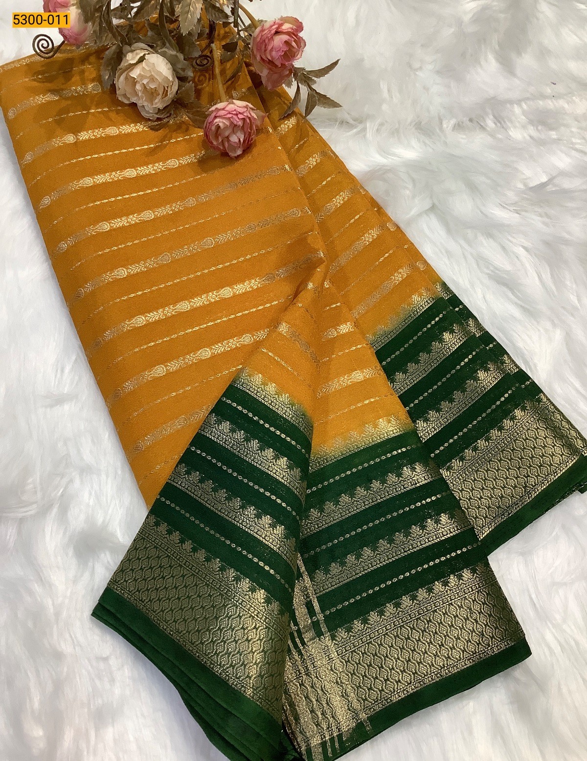 Yellow Mysore Silk Saree