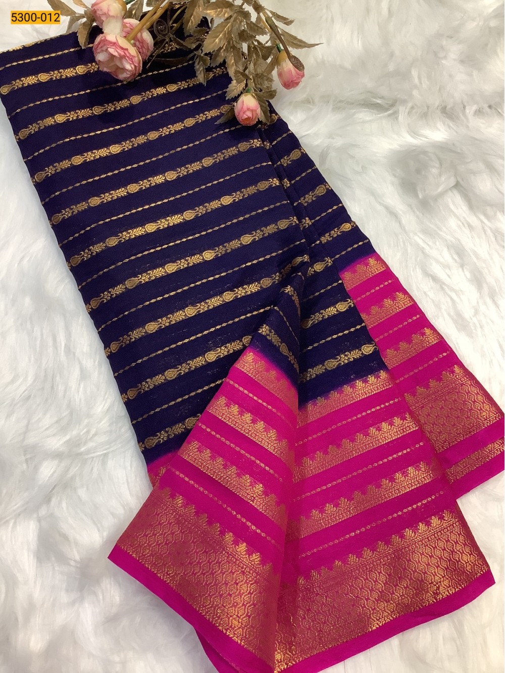 Navy Blue Mysore Silk Saree