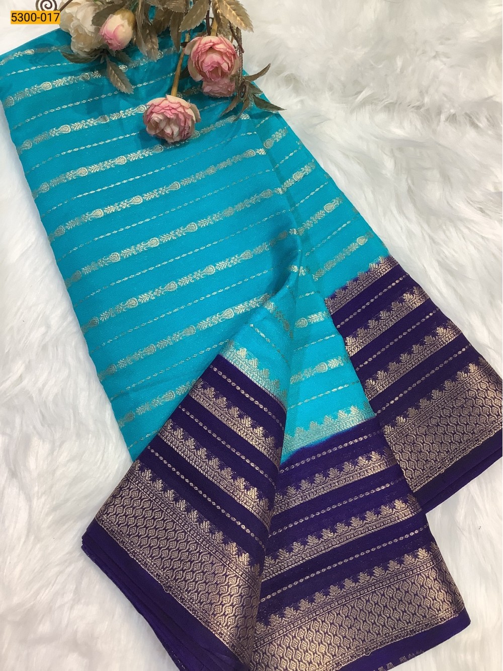 Sky Blue Mysore Silk Saree