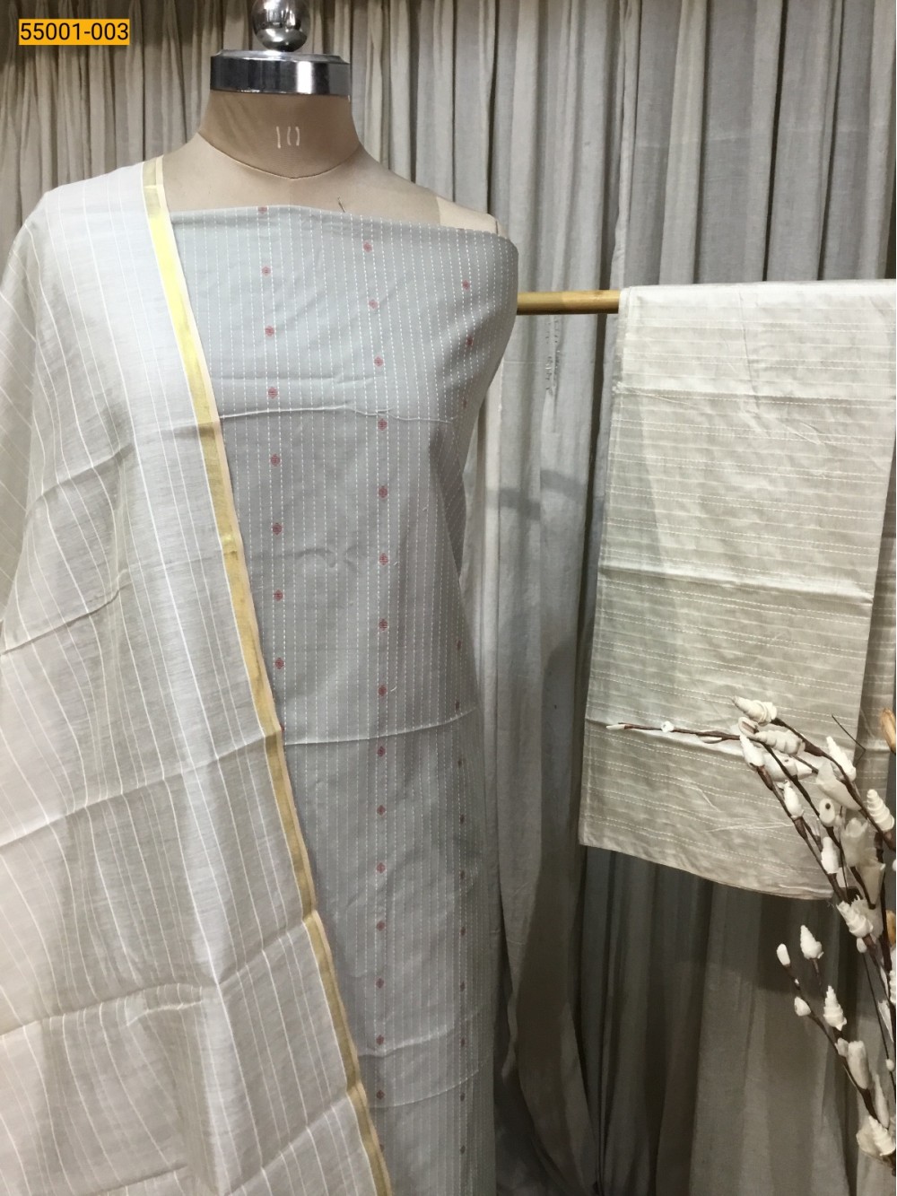 Gray Handloom Chudithar Material