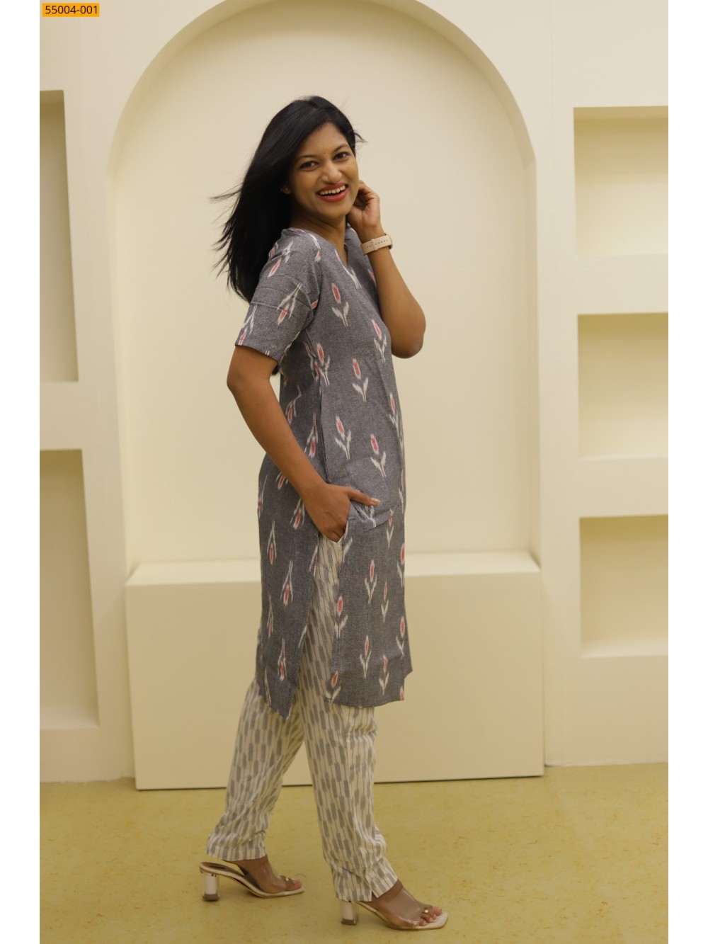 Gery Handloom Ikkat Stiched Co-ord Set Gery Handloom Ikkat Stiched Co-ord Set