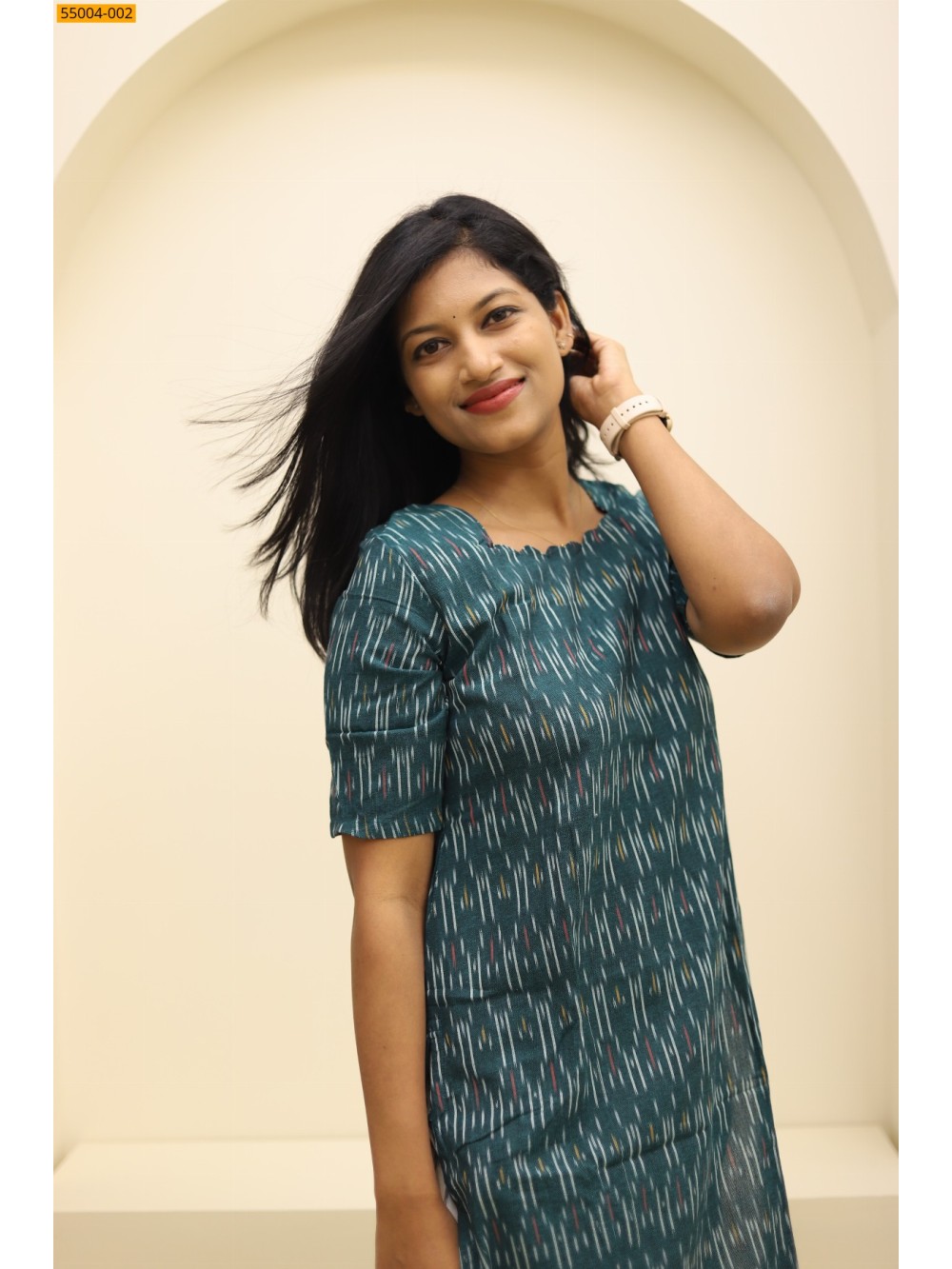 Green Handloom Ikkat Stiched Co-ord Set Green Handloom Ikkat Stiched Co-ord Set