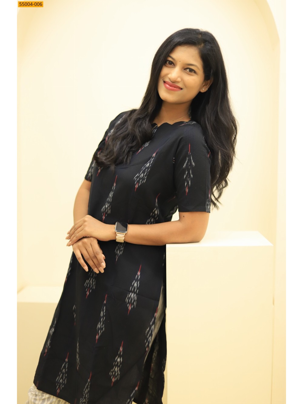 Black Handloom Ikkat Stiched Co-ord Set Black Handloom Ikkat Stiched Co-ord Set