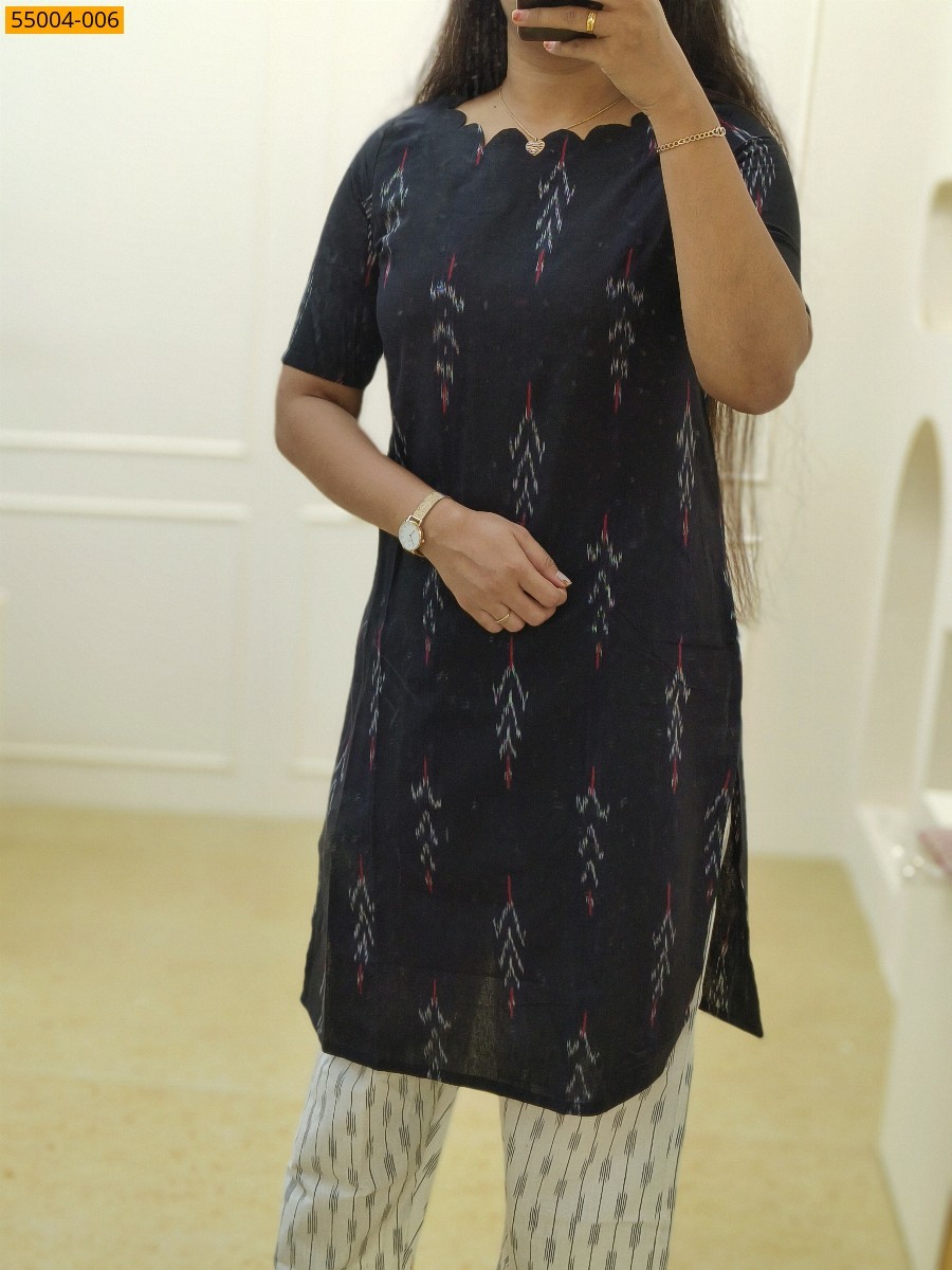 Black Handloom Ikkat Stiched Co-ord Set