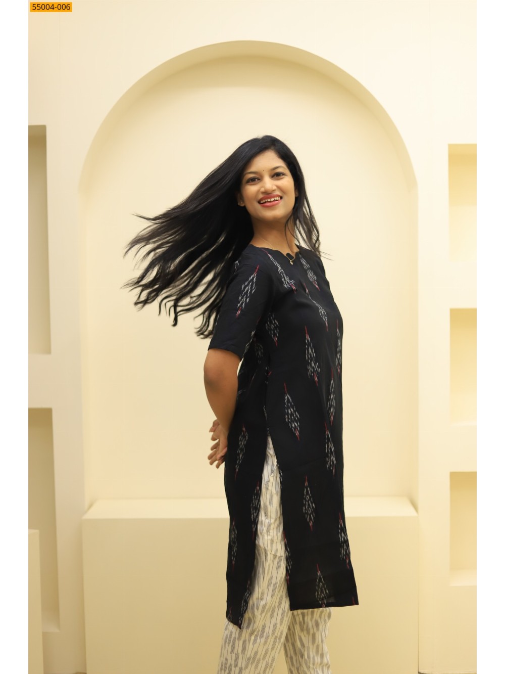 Black Handloom Ikkat Stiched Co-ord Set Black Handloom Ikkat Stiched Co-ord Set