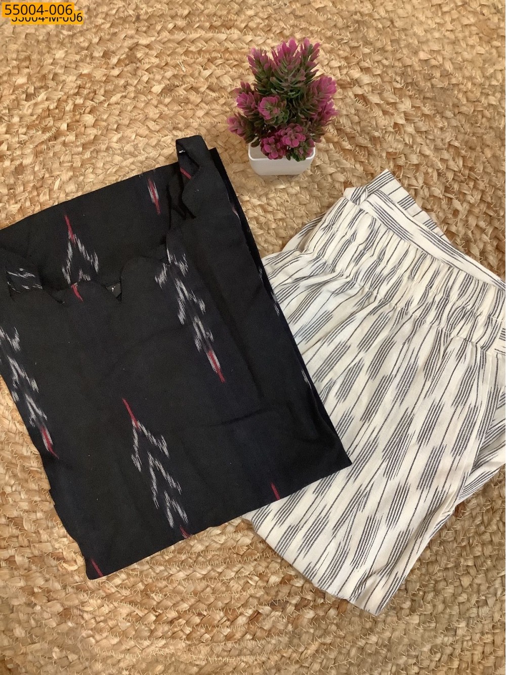 Black Handloom Ikkat Stiched Co-ord Set Black Handloom Ikkat Stiched Co-ord Set