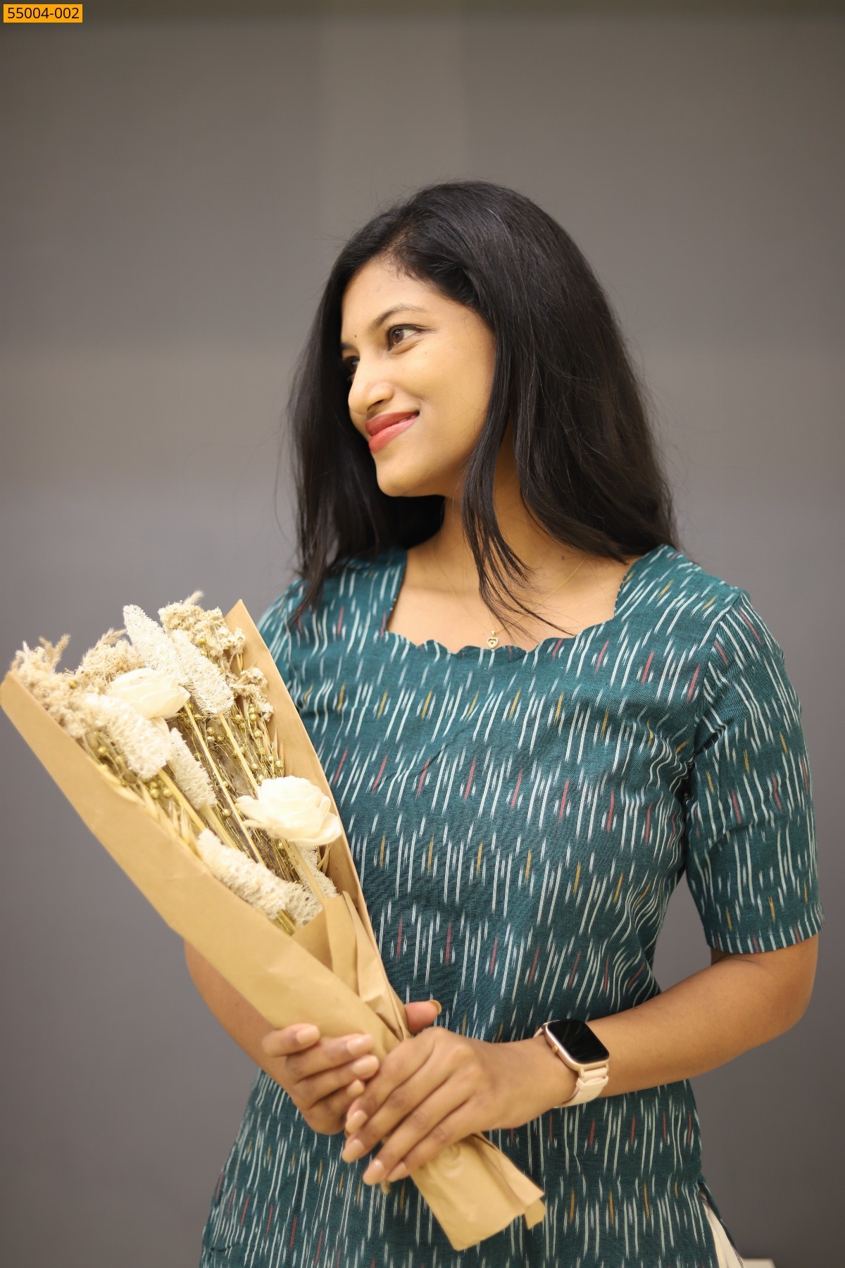 Green Handloom Ikkat Stiched Co-ord Set