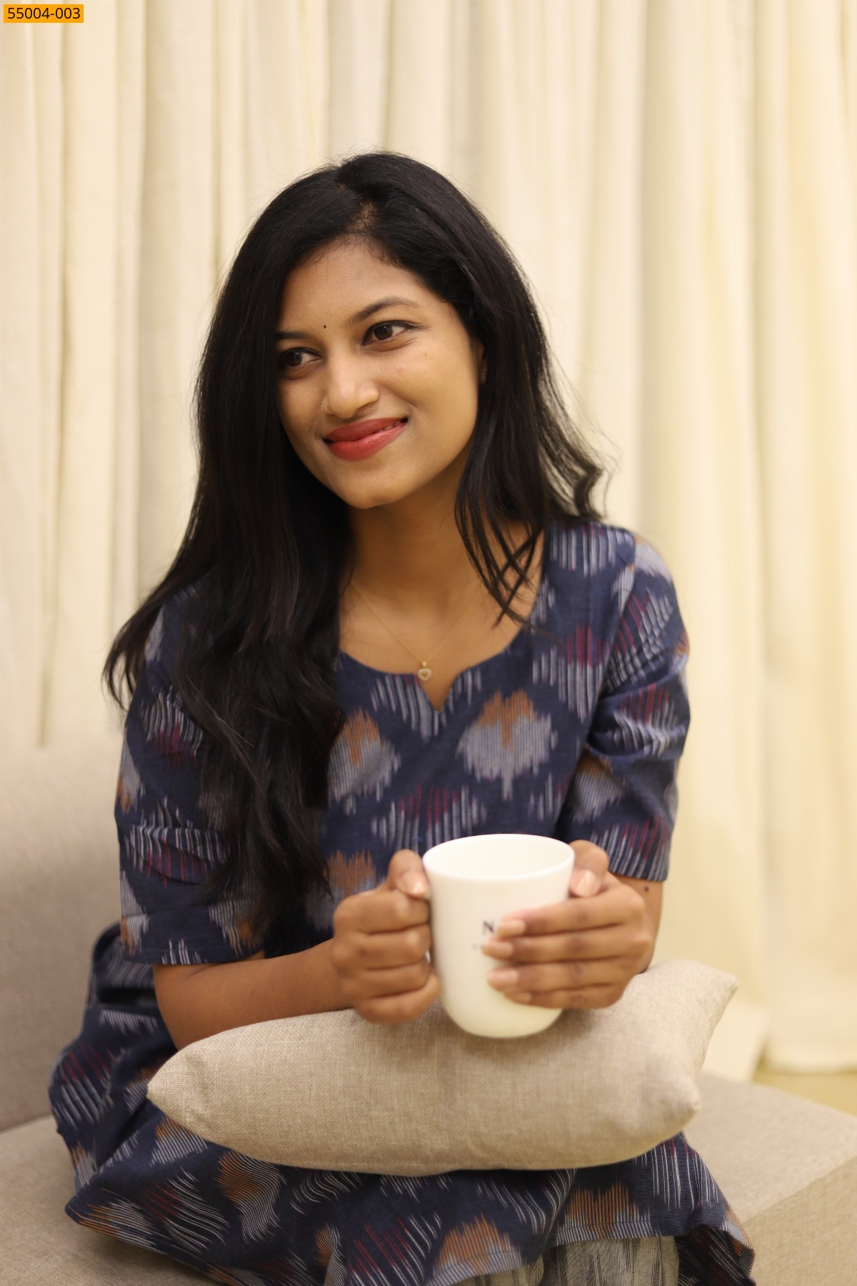 Navy Handloom Ikkat Stiched Co-ord Set